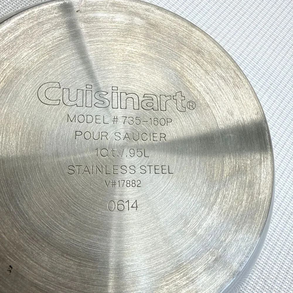 Cuisinart Pour Saucier 1 Qt Stainless Steel Model#735-160p EUC